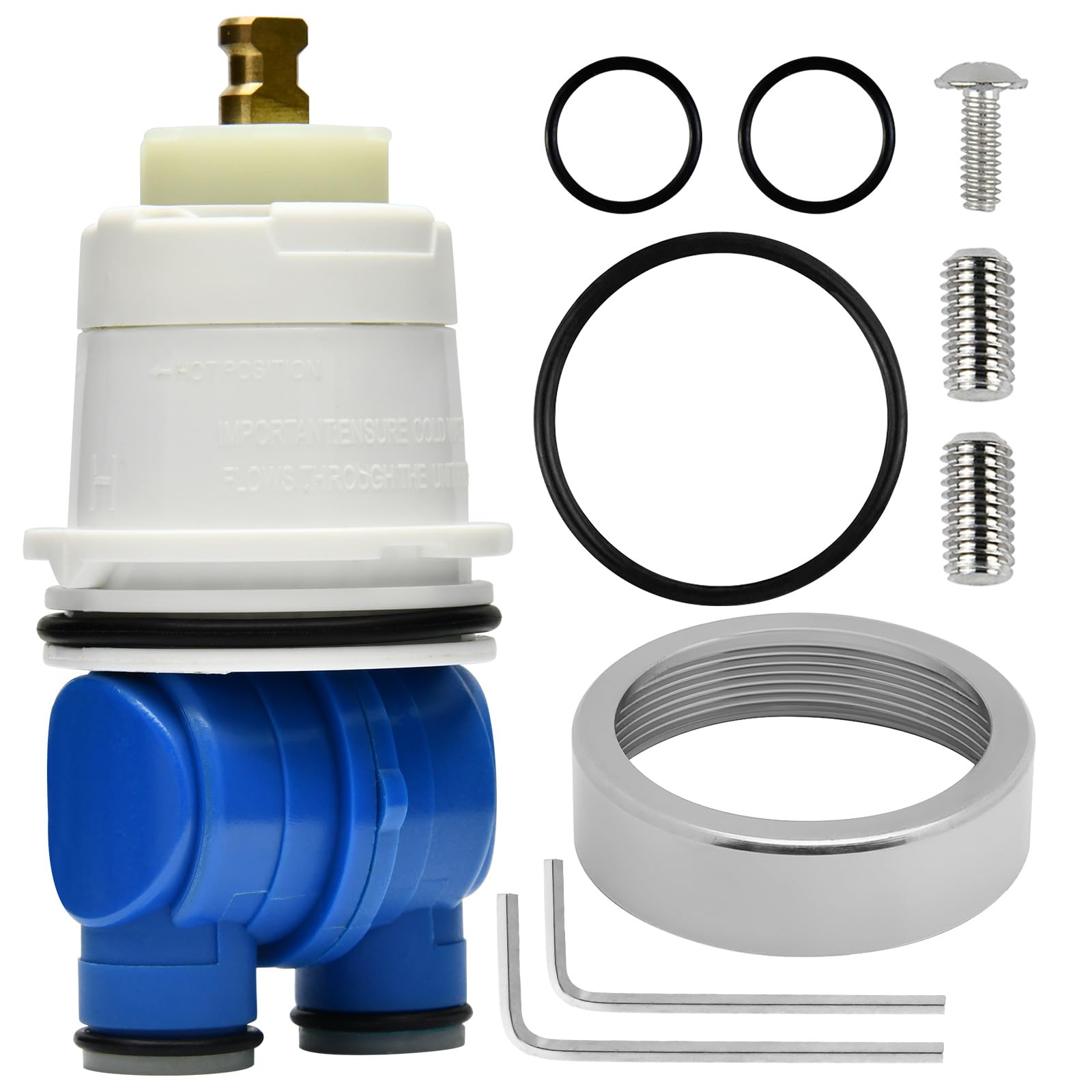 Photo 1 of RP19804 Shower Cartridge Replacement for Delta 1300/1400 Series Single-Handle Tub and Shower Faucets and Monitor Valve (1993–2007), with RP22734 Bonnet Nut, Pressure-Balancing Valve Core