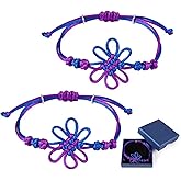 Colorato 2Pack Hunter Theme Knot Bracelets Set with Jewelry Box, Korean Style BFF Matching Friendship Bracelets, Gift for Couples, Men and Women