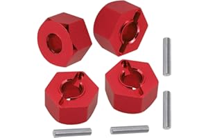 XIND ELE. Aluminum RC Front & Rear Wheel Hubs Hex 12mm Upgrade 1654 for 1/10 Traxxas 4X4 Slash Hoss Stampede Rustler 4WD (Red)