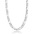 Miabella Solid 925 Sterling Silver Italian 9mm Diamond-Cut Figaro Link Chain Necklace For Men, Made in Italy