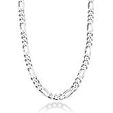 Miabella Solid 925 Sterling Silver Italian 9mm Diamond-Cut Figaro Link Chain Necklace For Men, Made in Italy