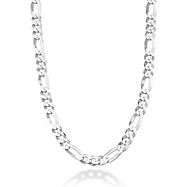 lalala Italiaページ Savlano 925 Sterling Silver 8mm Italian Solid Figaro Link Chain