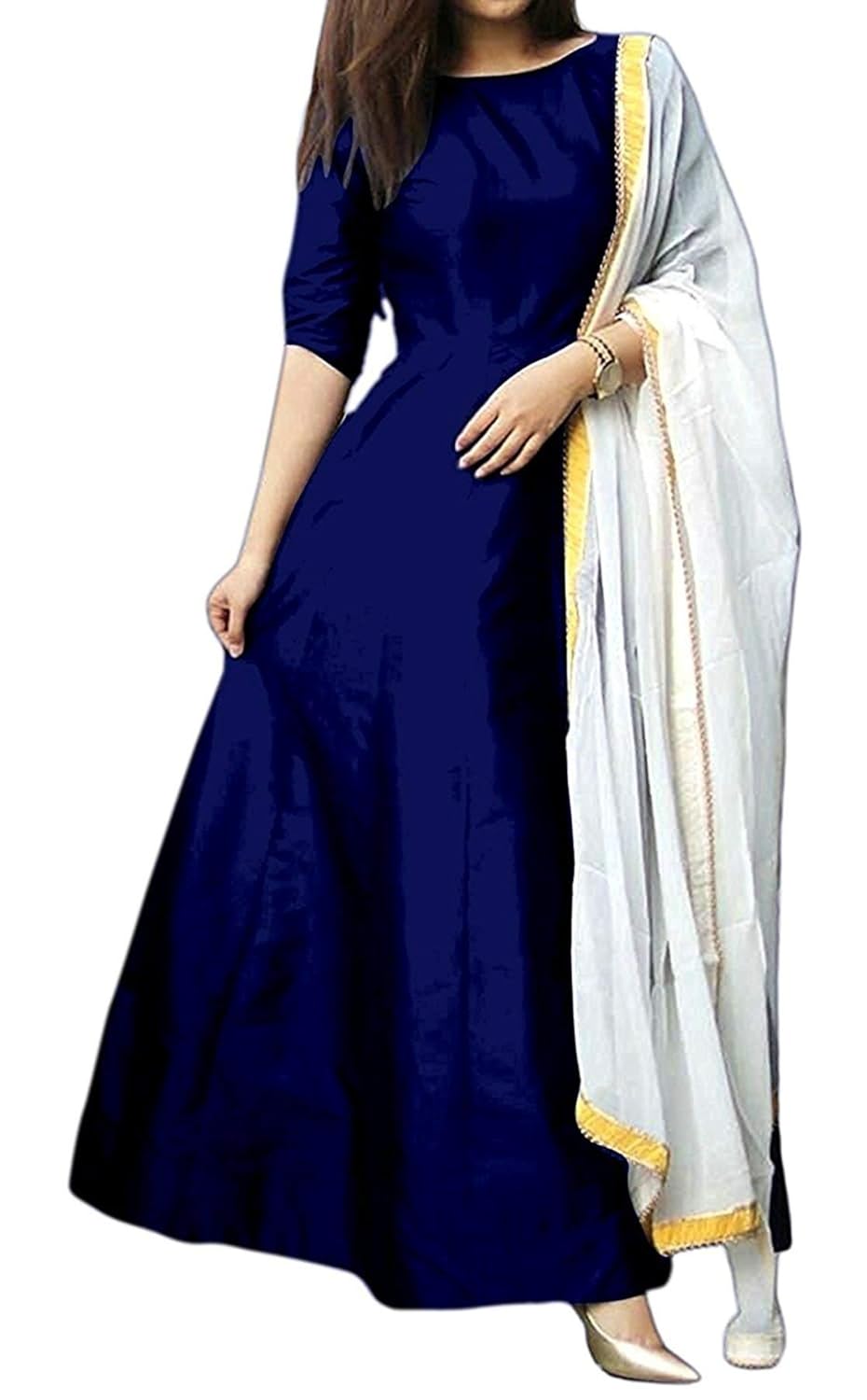 panth creation women's silk gown(new gown) (neavy blue)