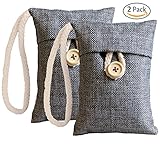 Attmu 2 Pack Natural Air Purifying Bamboo Charcoal Bags Removes Odors Harmful Allergens Reusable and Non Toxic Air Freshener (100 g)