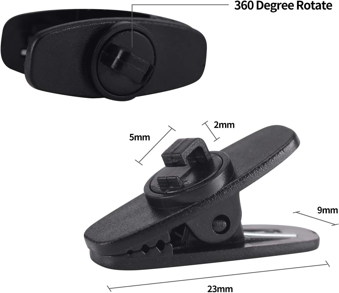 Deolven Earphone Wire Clips,12 Pieces Black Clips for Headphones Cable Clothing Clip 360 Degree Rotate Mount Clip for Earphone for Fixing Headphone Wire - Image 4