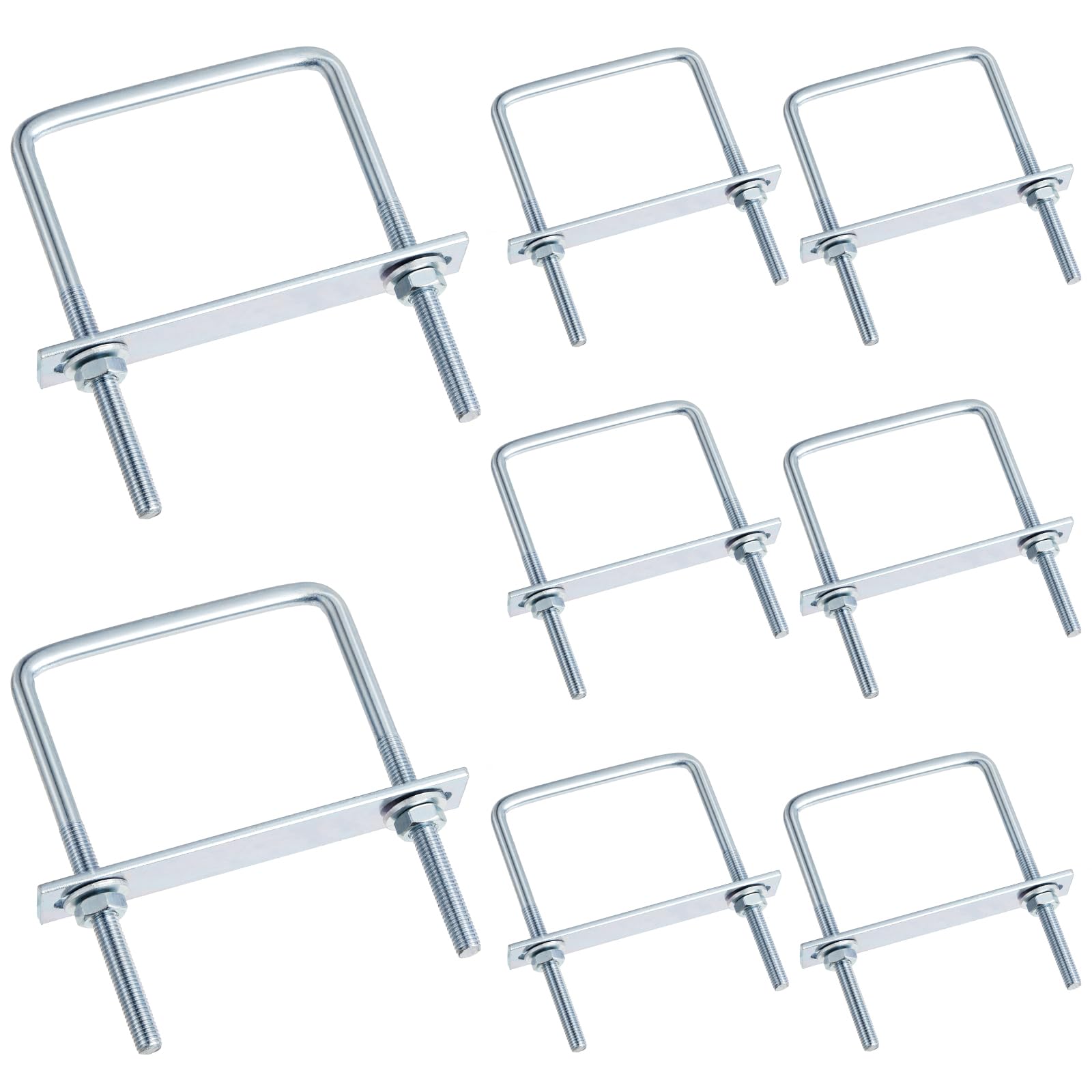 Photo 1 of 8 Set Square U Bolts Carbon Steel with Nuts, Frame Plate, Round Washers for Sailboat Trailers, Tube, Industrial Supplies (90 x 130 mm)