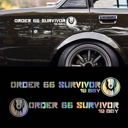 Amazon 注文66サバイバージェダイスター風防ウォーズダース ベイダー車のステッカーデカールのための2倍 Silver バイク用ステッカー デカール 車 バイク