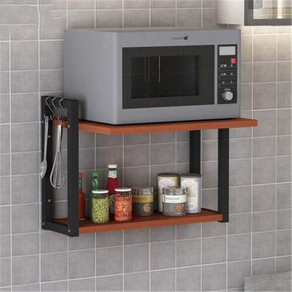 Scaffale Per Microonde Salvaspazio - 2/3 Ripiani Con Ganci, Organizzatore Cucina Senza Foratura