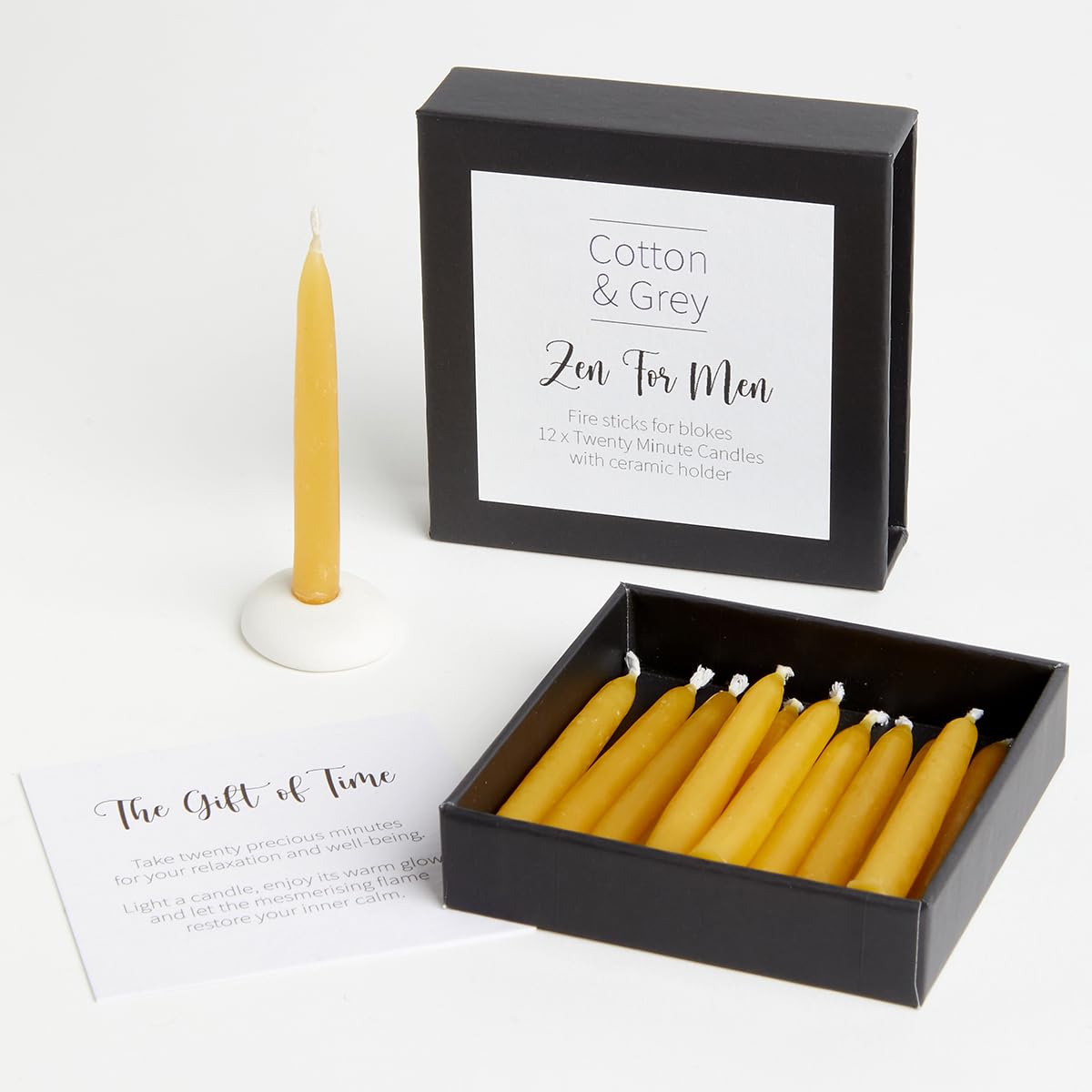 Zen for Men. 12 x Twenty Minute Candles with a Ceramic Holder for Relaxation, Meditation, Mindfulness and Well-Being
