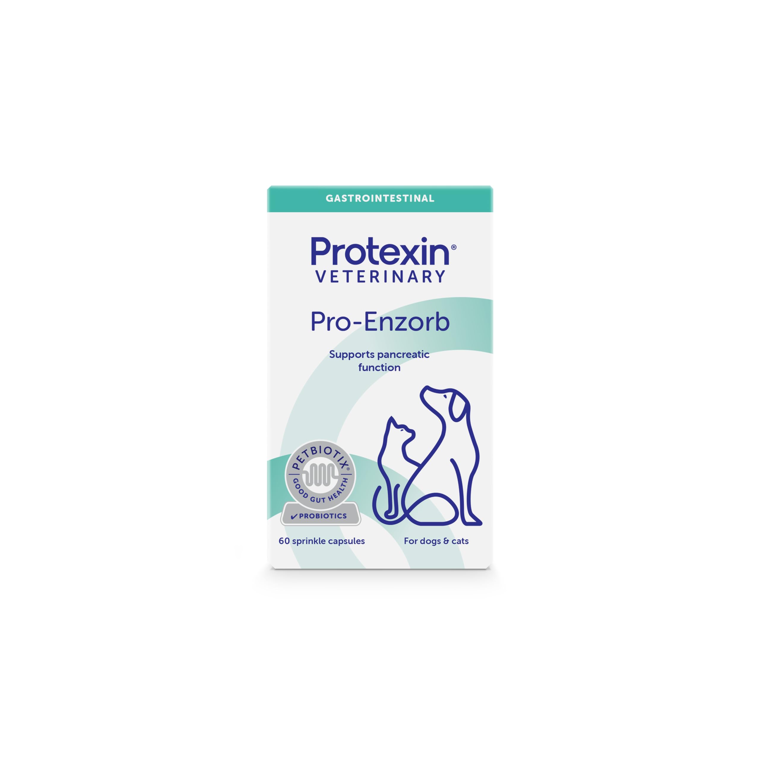 Protexin Veterinary Pro-Enzorb for Dogs & Cats – Probiotic Sprinkle Capsules with Digestive Enzymes & Vitamin B12 – Supports Pancreatic & Digestive Function – 60 Capsules