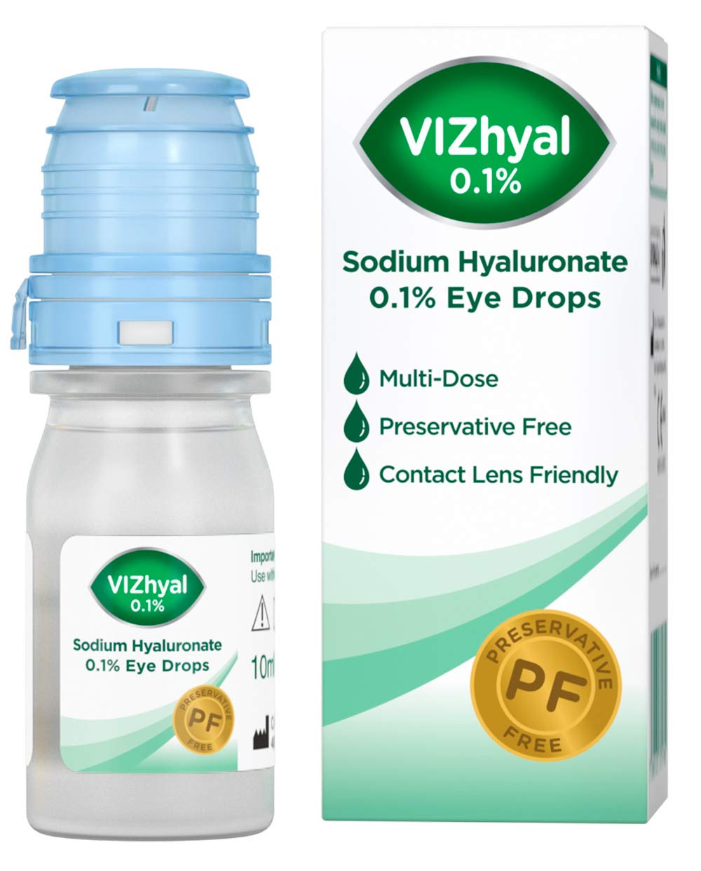 VizHyal – Preservative Free Eye Drops – Sodium Hyaluronate 0.1% - for Treatment of Dry Eyes – 10ml