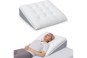 TANYOO Bed Wedge Pillow for Sleep Apnea 7.5Inch Gerd Pillow Patent Dual Layer Triangle Pillow Adjustable Shredded Memory Foam Topper Soft Support Ideal for Acid Reflux, After Surgery, Snoring