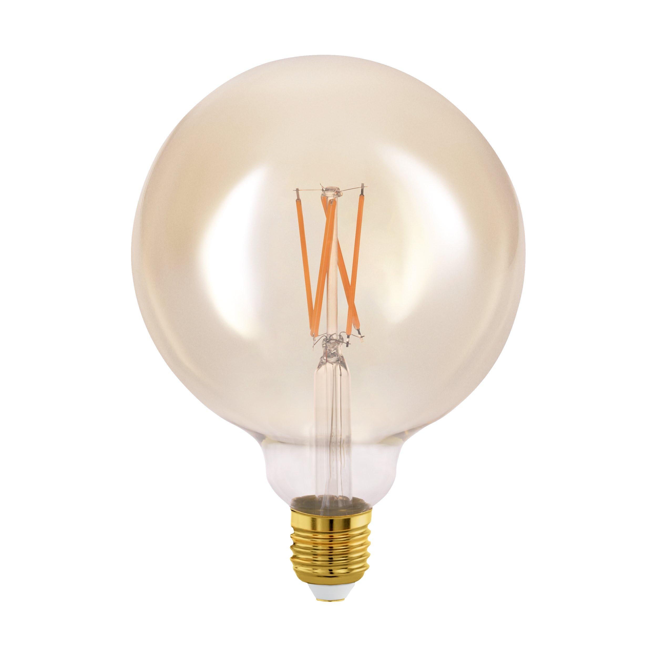 Eglo Connect.z Smart Home E27 LED Filament Light Bulb, G125, ZigBee, app and Voice Control, dimmable, Warm White, 650 Lumen, 6 watt, Vintage Lightbulb Amber