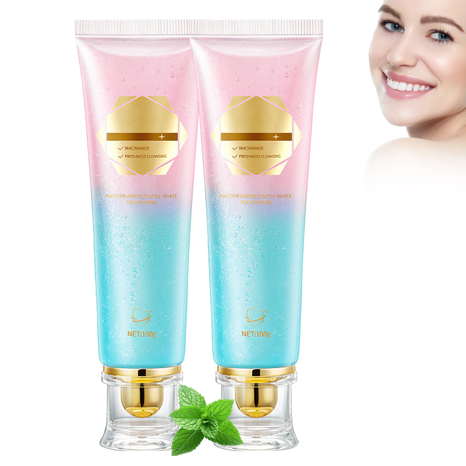Photo 1 of 2Pcs Acssart Radiant Whitening Toothpaste, Niacinamide Intensive White Toothpastes, Nicotinamide White Toothpastes, Deep Cleaning Care