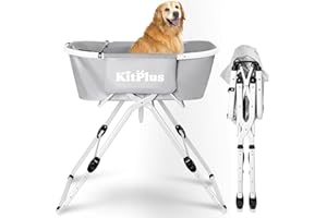 KITPLUS Portable Dog Bathtub, 5 Height Adjustable Dog Washing Station for Pet Shower and Grooming Foldable Bathing Tub with Storage & Anti-Slip Design for Small Large Dogs Cats