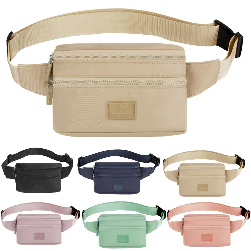 Bumbags Waist Fanny Pack Ladies Fashion Bum Bag with Adjustable Belt for Sport Hiking Girls Women (Khaki)