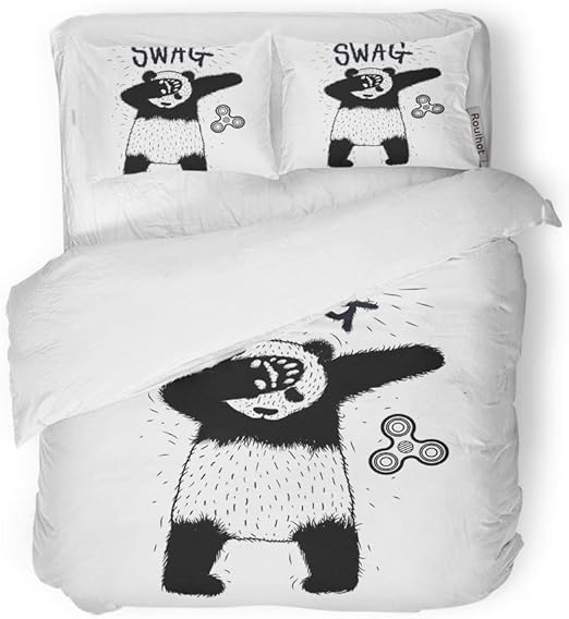 Amazon Com Rouihot Duvet Cover Set King Size Swag Panda Spinner