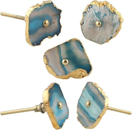 Indianshelf Handmade 2 Piece Stone Turquoise Agate Artistic Rust