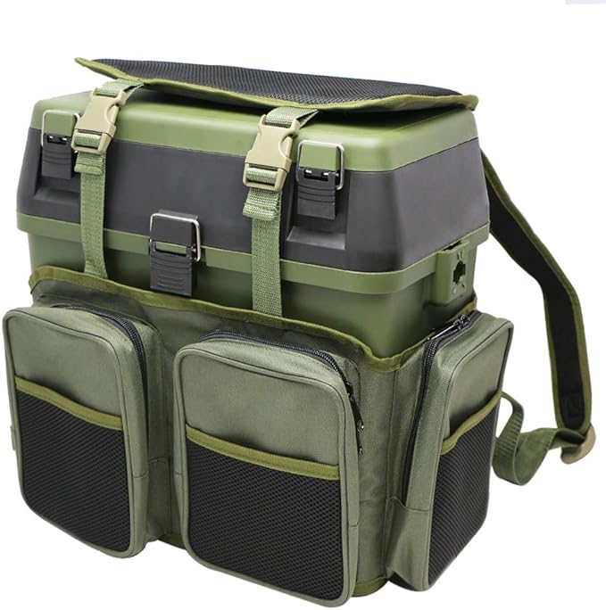 Sac à Dos De Pêche Spacieux - Compartiments Organisés, Porte-cannes Latéral, Imperméable - Idéal Pêche, Camping, Randonnée