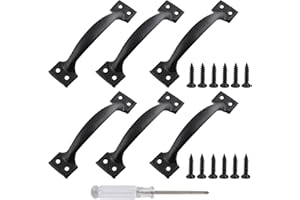 Kyuionty 6 Pcs 6" Metal Gate Pull Handles, Bow Gate Handle Screen Door Pull, Vintage Barn Door Handles (Black)