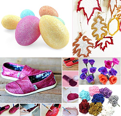 Korlon Glitter Powder Shakers, Extra Fine Glitter Set, Arts and Crafts Supplies Loose Cosmetic Glitter, Great for Slime, Scrapbooking, Face, Body, Nail Arts, Holiday Craft, Assorted Colors, Set of 12