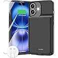 GIN FOXI Battery Case for iPhone 16/16e,[2025 New] Fast Charging Case Charger 8500mAh Ultra-Slim Lightweight Rechargeable Battery Pack Anti-Fall TPU Powerful Juice Box for iPhone 16/16e (6.1") Black