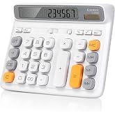 Comix Desktop Calculator, 12 Digits Large Button Desk Calculator, White | Solar Battery Dual Power, Large LCD Display, Computer Keys, 4 Function Basic Calculator for Office Business Home Use