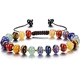 Jovivi 7 Chakra Gemstone Beaded Bracelets for Women Colorful Natural Healing Crystals Stone Bead Bracelet Adjustable Macrame Handmade Summer Jewelry Gifts