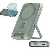 NOBIS A2641 Magnetic Power Bank, 10000mAh Wireless Portable Charger, 22.5W Magnetic Battery Pack with Stands,Magnetic Portable Charger with LED Display for iPhone 16 (Green, 22.5W)