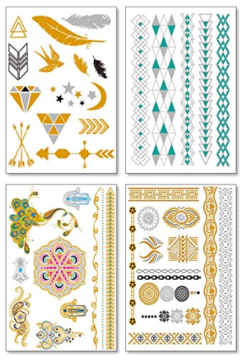 2 Metallic+Temporary+Tattoos+Women+Teens