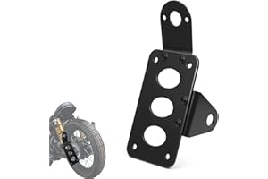 Amazicha Black 3/4" Tail Light Side Mount License Plate Bracket Horizontal Vertical Holder Compatible for Harley Honda Yamaha Suzuki Kawasaki Custom Bike Cruiser Chopper Bobber