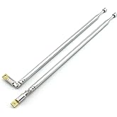 E-outstanding 1 Pair AM FM Radio Universal Antenna, 62.5cm 24.6" Length 4 Section Telescopic Stainless Steel Replacement Ante