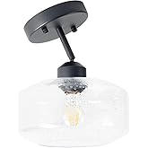 TeHenoo Sloped Ceiling Light with Clear Seeded Glass Shade, Adjustable for Kitchen,Hallway,Living Room