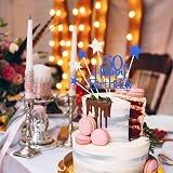 Pargleev Glittery 50th Cake Topper Blue Star Party Decorations Fifty Years Old view 3