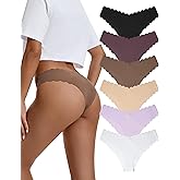 GREENBAA Women's 6 Pack No Show Cheeky Panties V-waist Seamless Bikini Underwear