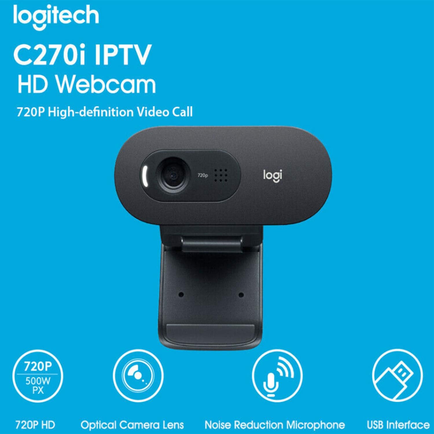 Logitech C270i IPTV Webcam HD Plug & Play, Black - Image 4