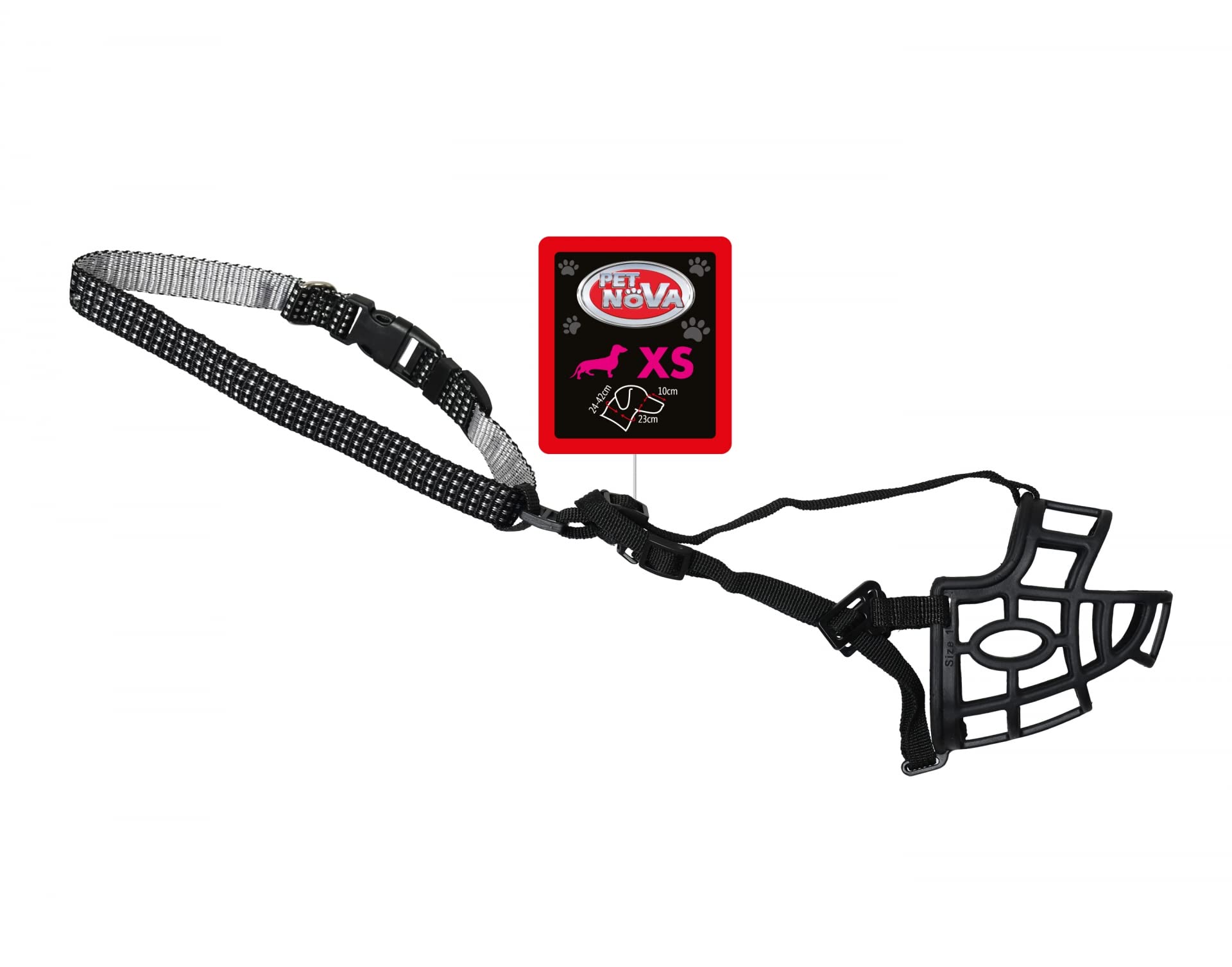 Plastic muzzle elastic muzzle 23cm plus collar 1.5cm: 24-42cm, MUZZLE-COLLAR-XS