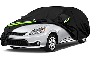 SAPUBK Waterproof Car Cover Compatible with Toyota Matrix 2003-2013 All Weather 300D Car Covers with Zipper Door & Lock for Snow Rain Protection