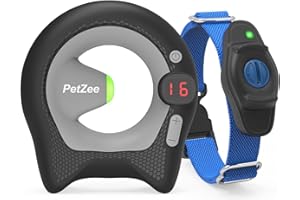 PETZEE Dog Containment System, Wireless Fence, Invisible Dog Fence, Adjustable Electric Dog Fence & Training Collar, Electronic pet Fence, One Receiver, Black