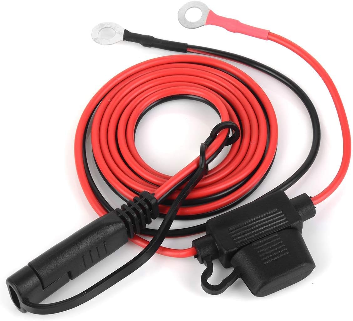 3.2FT SAE to O Ring Terminal Harness Wire 2 Pin Lug Cable Quick Disconnect Plug 12V 24V with 10A Fuse 2 Pin 16 AWG Gauge Copper Wire for Motorcycles Cars Tractors