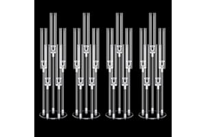 DIWNELEM 4Pcs Acrylic Candelabra Centerpieces for Wedding 5 Arm Clear Candle Candlesticks Holders 25.5" Tall Crystal Taper Candlestick with Shade Fit 0.87'' Led Candle for Christmas Party Home Decor