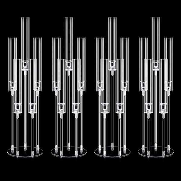 DIWNELEM 4PCS ACRYLIC CANDELABRA CENTERPIECES FOR WEDDING 5...