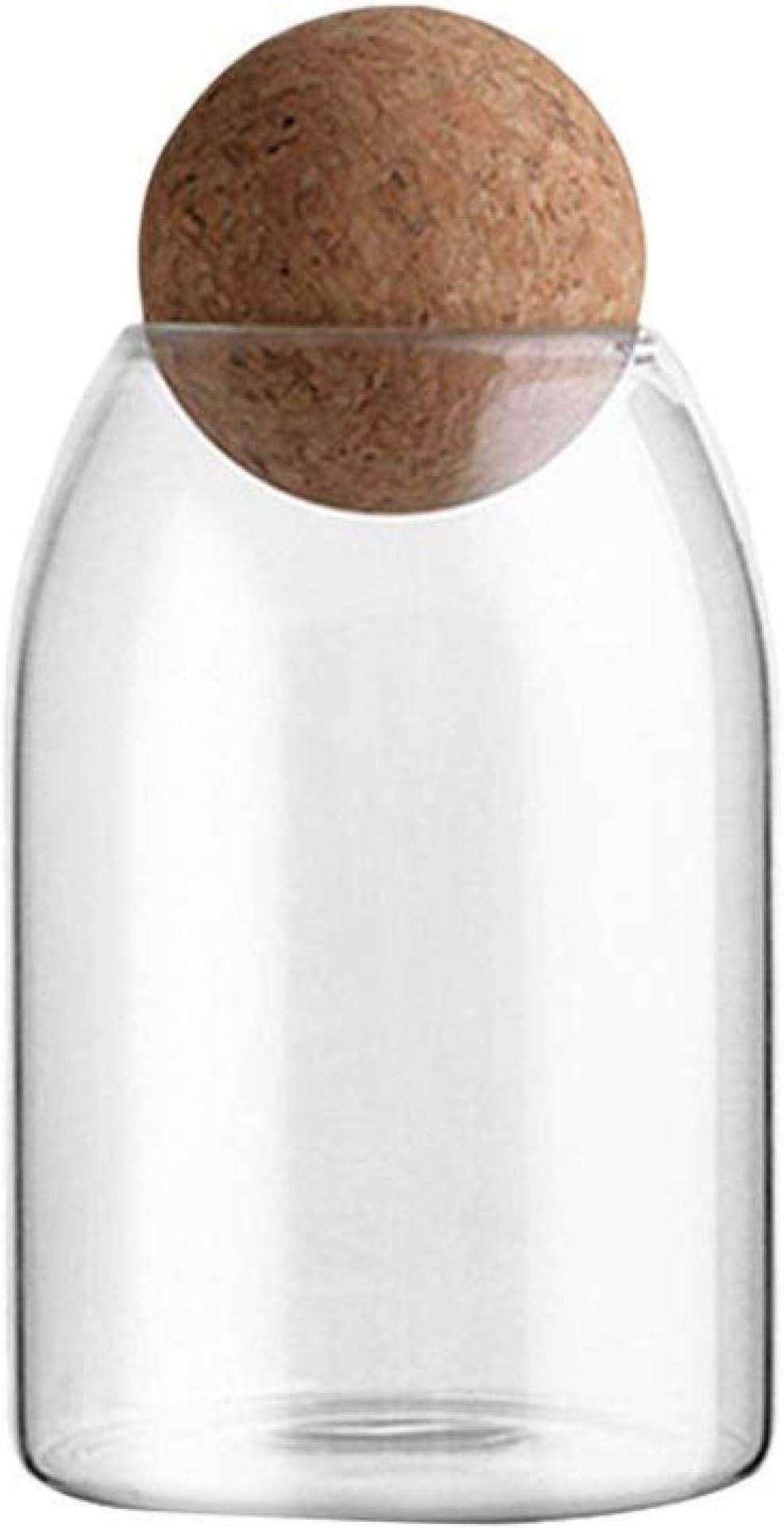 YOYOBANG Glass Jar with Airtight Seal Wood Lid Ball 800ML Clear Candy Jar Mason Jars Food Storage Canister for Serving Tea Coffee Spice Sugar Salt Size M