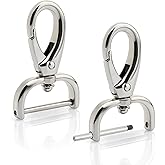 CRAFTMEMORE 2pcs Detachable Snap Hook Swivel Clasp with Screw Bar Bag Hardware Replacement VT501 (1/2 Inch, Silver)