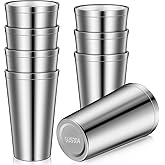Zopeal Stainless Steel Cups 16 Oz, Double Wall Vacuum Pint Cup Tumbler, Stackable Metal Unbreakable Drinking Glasses for Home and Outdoor(Silver,8 Pcs)