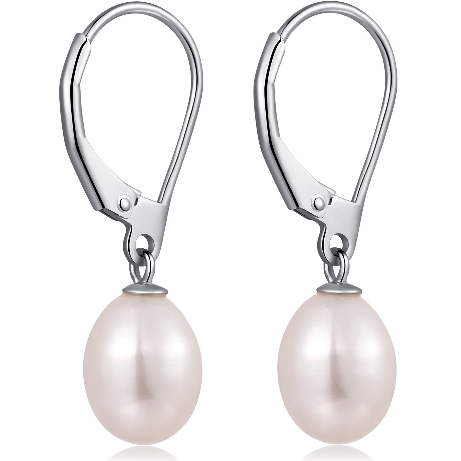 Pearl Earrings Teardrop Pearl Earrings Silver Pearl Drop Earrings Women Pearl Dangle Earrings Sterling Silver Dangle Drop Pearl Earrings,Leverback Pearl Earrings for Women White Pearl Earrings Studs