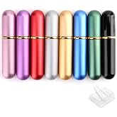 Bekith Set of 8 Colors Empty Essential Oil Personal Inhaler Refillable Aromatherapy Nasal Inhaler Tubes Aluminum and Glass, Portable Nasal Inhalers with 20 Cotton Wicks