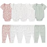 Kiddiezoom Newborn Baby Layette Set 10-Piece with Bodysuits and Pants Set for Unisex Baby Gift Sets