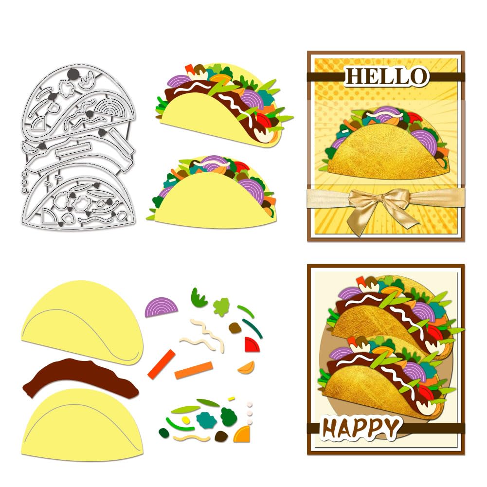 BENECREAT Burrito Die Cuts for Card Making, Taco Metal Embossing Stencils, Die Cuts Cutting Dies, Metal Stencils for DIY Scrapbooking, Album Photo, Greeting Card