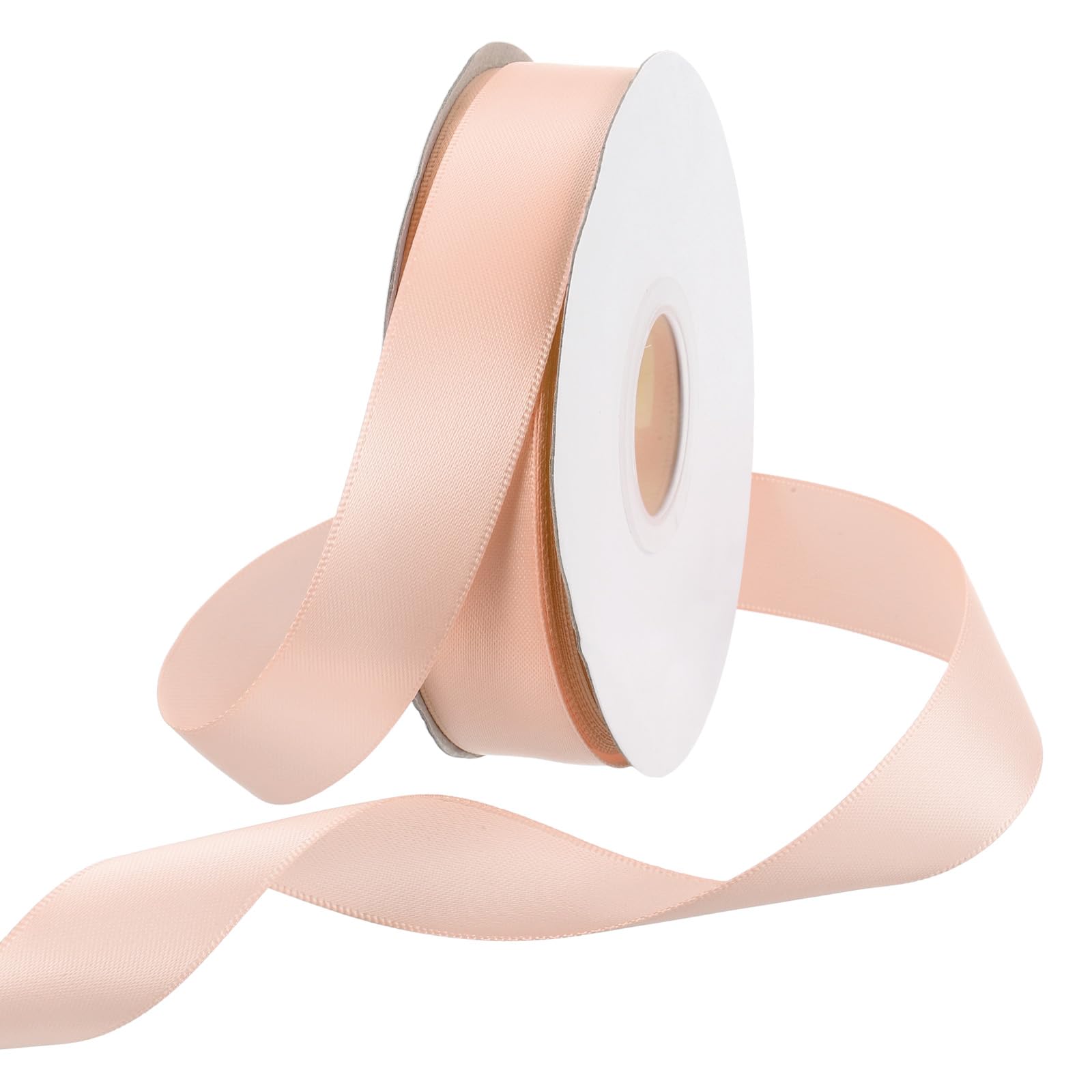 Rebower 20mm Satin Ribbon 46m Thick Double Face Grosgrain Silk Ribbon, [for Gift Wrapping, Hair Bows, Wedding, Cake, Flower] - 50 Yard/150ft/ Pastel Pink
